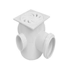 CAIXA SIFONADA QUADRADA GRELHA REDONDA BRANCA 100X100X50 AMANCO