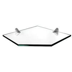 PRATELEIRA DE VIDRO 25X25CM DE CANTO RECORTE COM SUPORTE GLASS - REF.442025025 - PRATEFIX