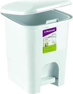 LIXEIRA PARA BANHEIRO COM PEDAL 6L PLÁSTICO BRANCO ATLAS