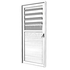 PORTA DE GIRO BASCULANTE LADO ESQUERDO HOME DE VIDRO CANELADO 90X210 ALUMv¿NIO BRANCO QUALITY / REF. HOB042004