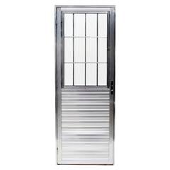 PORTA ALUMÍNIO NATURAL GIRO POSTIGO VIDRO CANELADO D L90XA210 EMC045003 QUALITY
