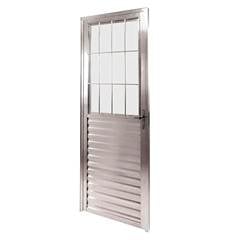 PORTA DE GIRO POSTIGO LADO DIREITO HOME DE VIDRO CANELADO 90X210 ALUMÍNIO BRANCO QUALITY / REF. HOB044003