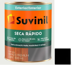 TINTA ESMALTE BRILHANTE SECA RÁPIDO A BASE ÁGUA ACETINADO 900ML PRETO - SUVINIL