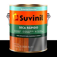 ESMALTE BRILHANTE SUVINIL SECA RÁPIDO A BASE ÁGUA ACETINADO 900ML PRETO