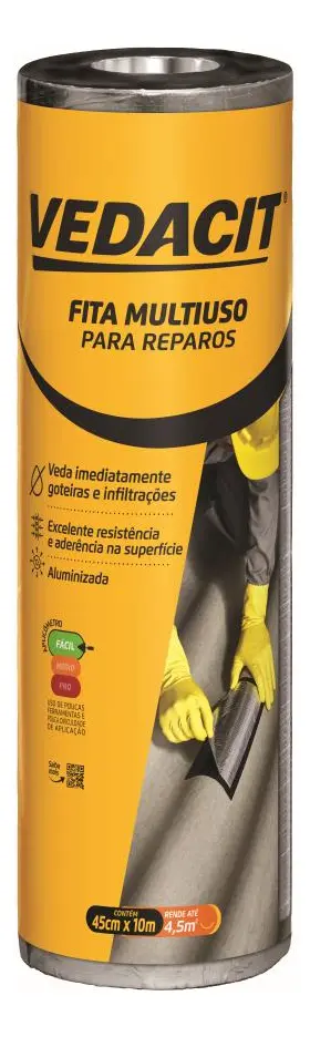 FITA VEDA TUDO ADESIVA PARA VEDACAO E REPARO ACABAMENTO LAG.0,45CMX10M VEDACIT
